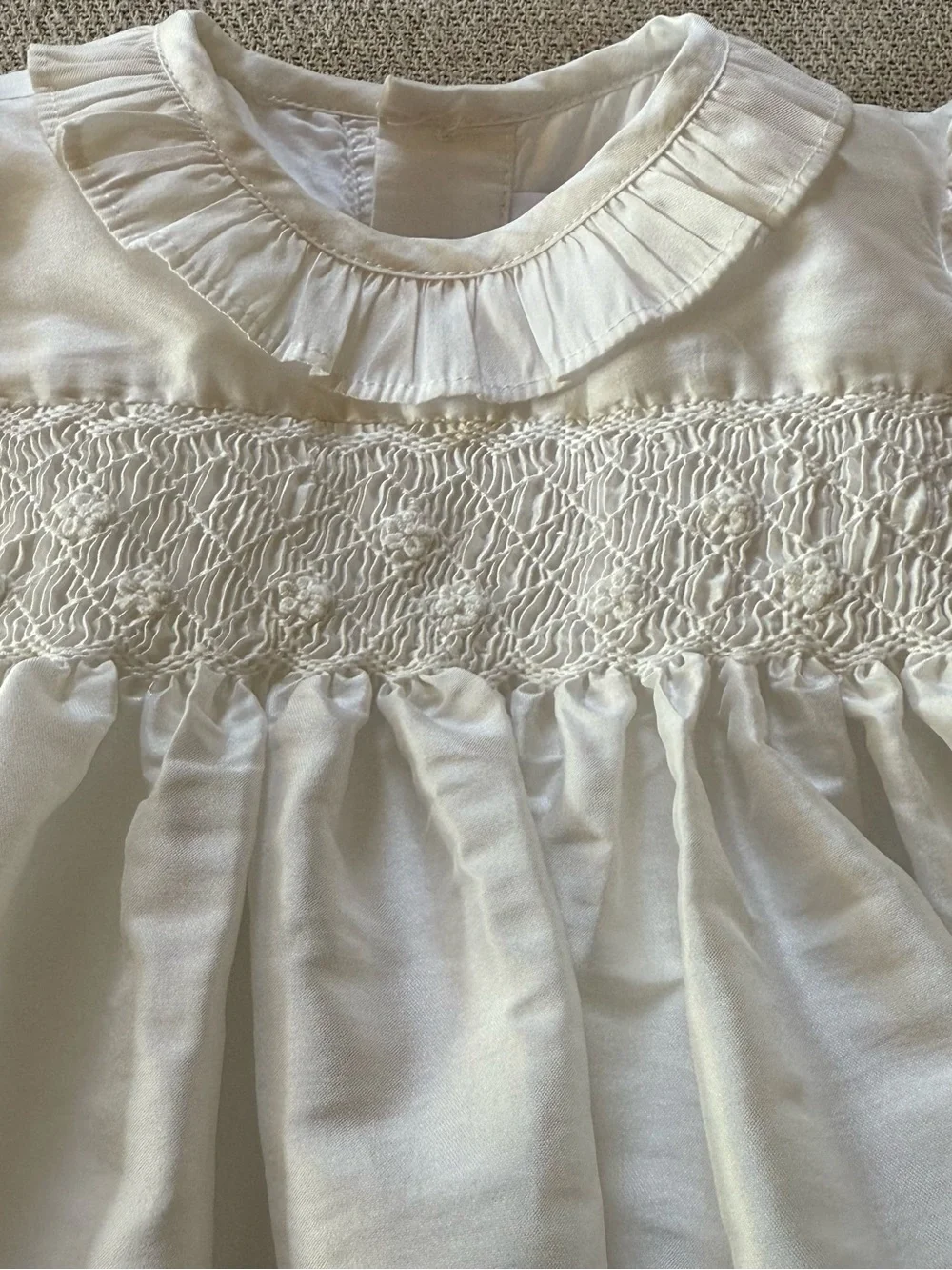 Antoinette Paris Baby Bubble Romper 9M Smocked Ceremony Christening Silk Blend